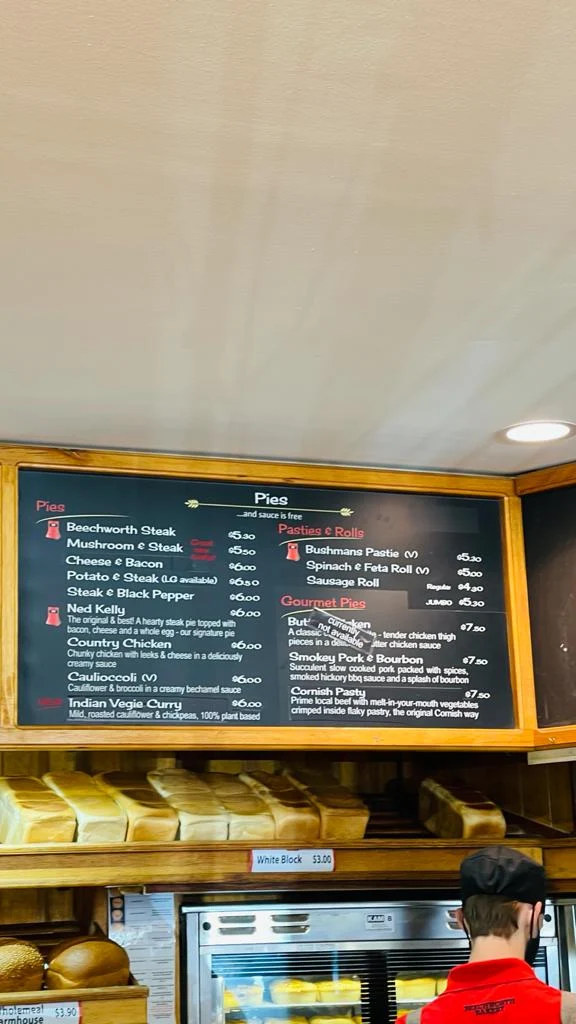 Menu, Beechworth Bakery Beechworth
