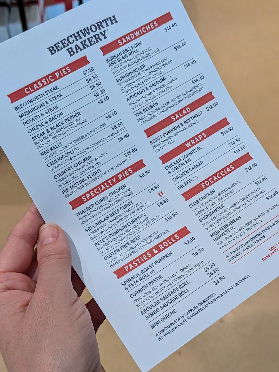 Menu, Beechworth Bakery Beechworth