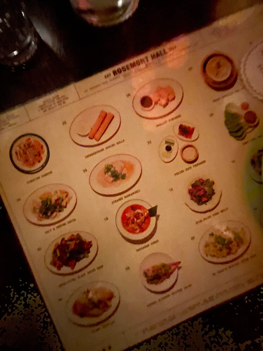 Menu, Rosemont Hall