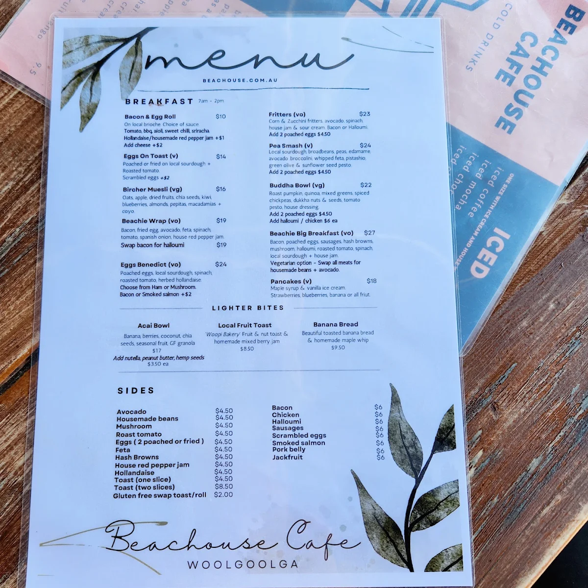 Menu, Beachouse Cafe