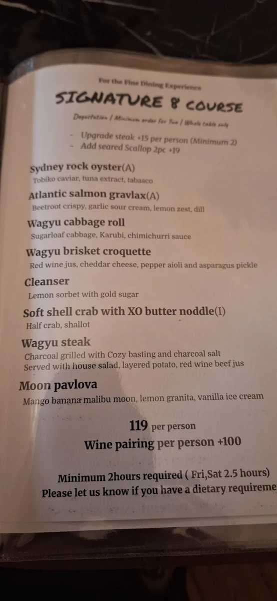Menu, Cozy Dining