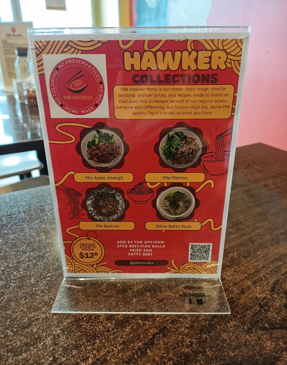 Menu, PBK Noodles