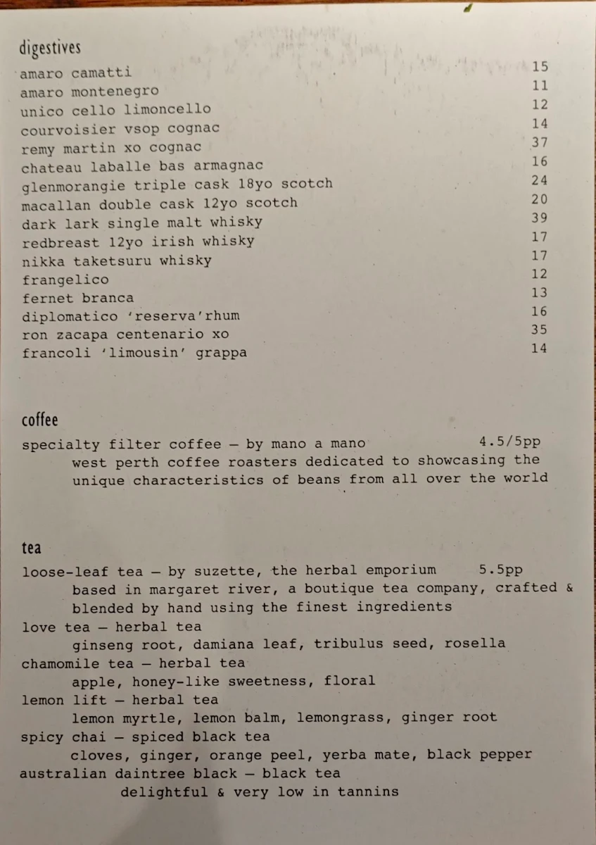 Menu, Balthazar