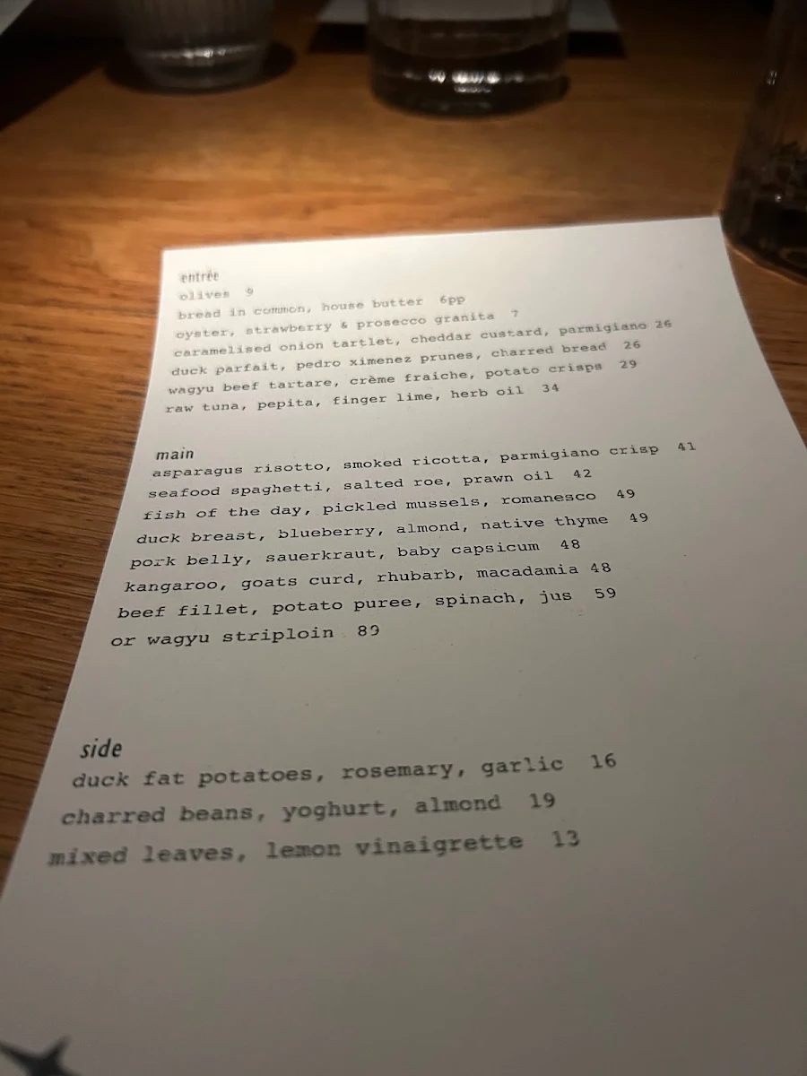 Menu, Balthazar