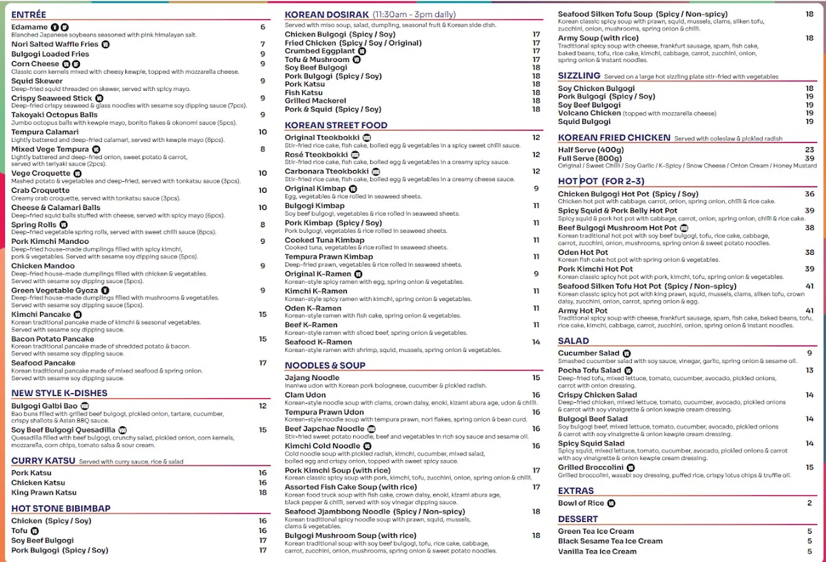 Menu, Pocha Pocha Doncaster