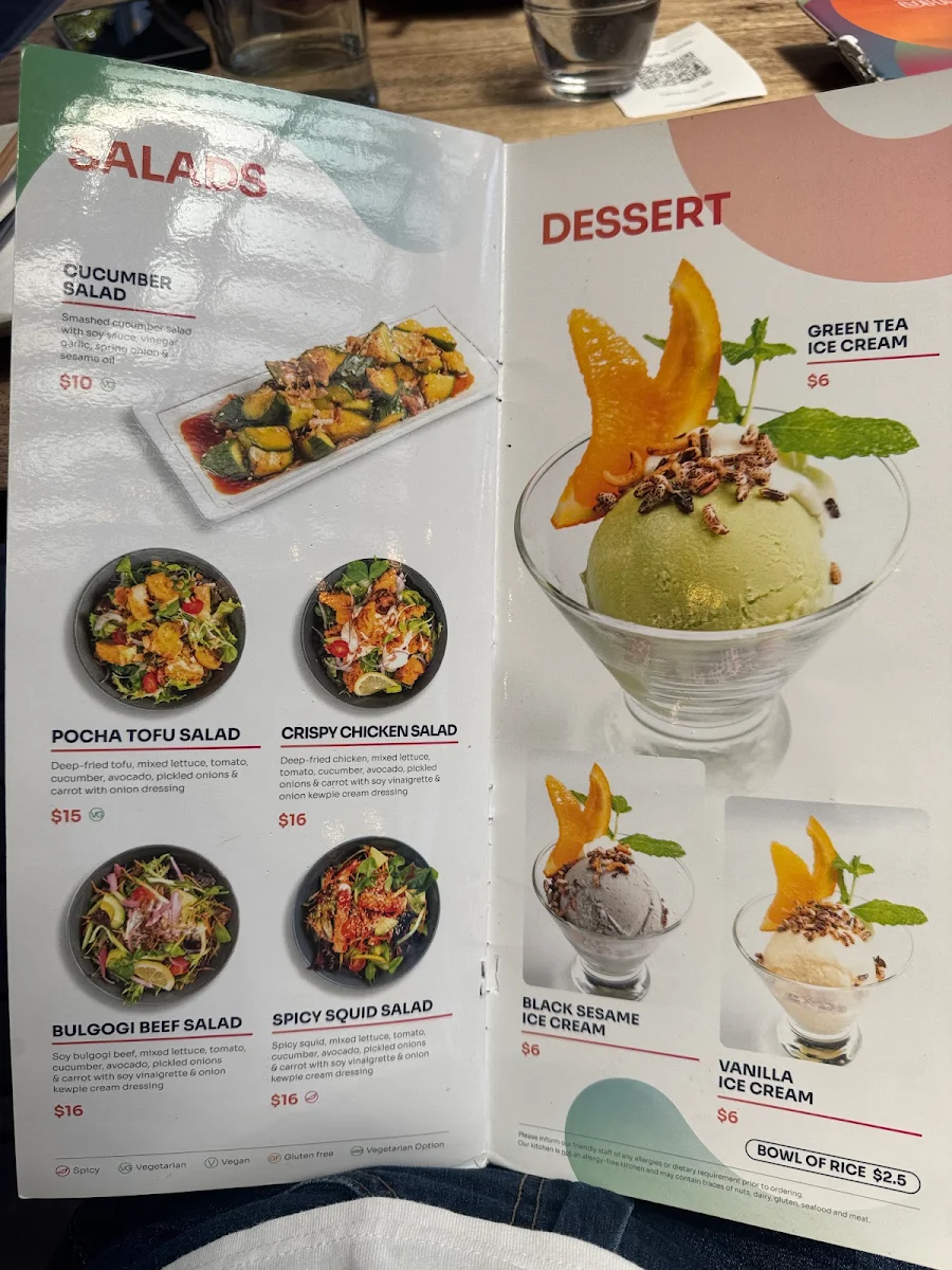 Menu, Pocha Pocha Doncaster