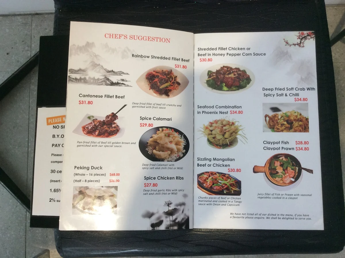 Menu, Diamond Pavillion Chinese Restaurant
