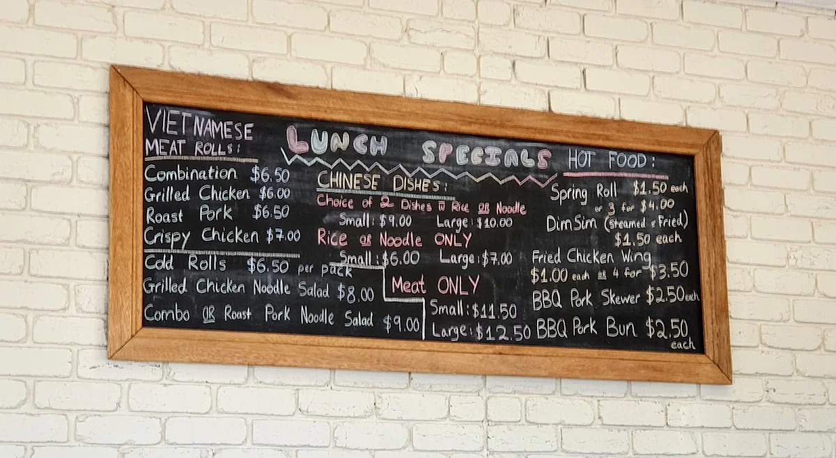 Menu, Chinese. Vietnamese. Thai