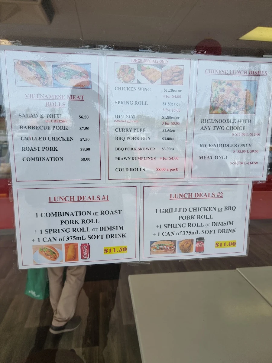 Menu, Chinese. Vietnamese. Thai