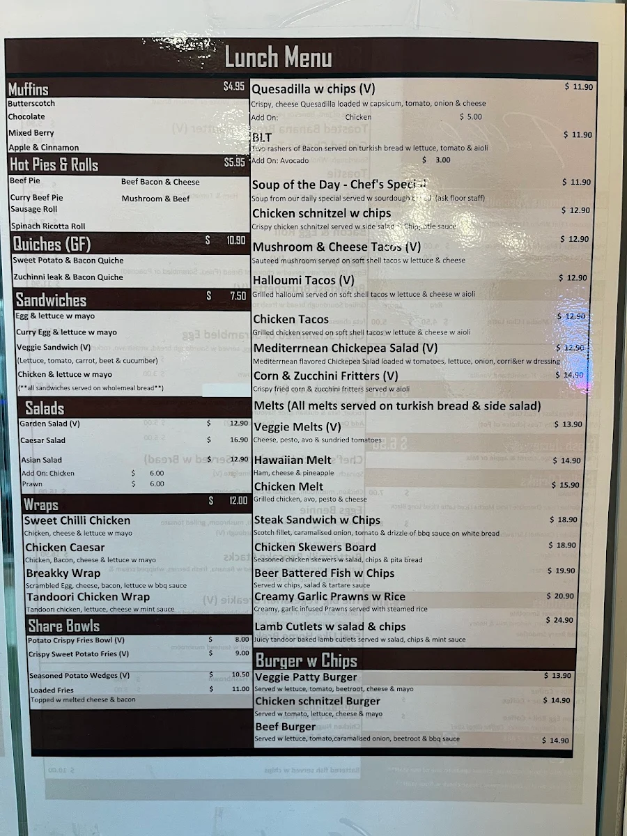 Menu, Feel Like Home Cafe