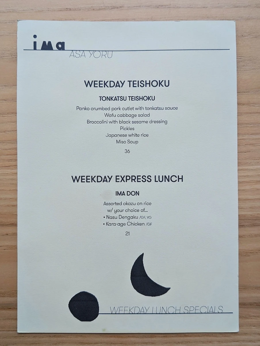 Menu, ima Asa Yoru