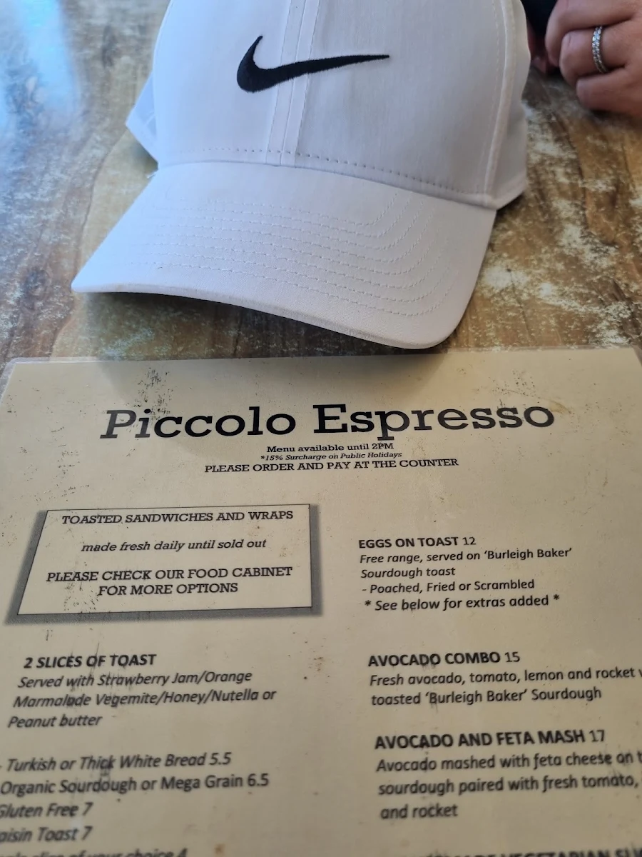 Menu, Piccolo Espresso