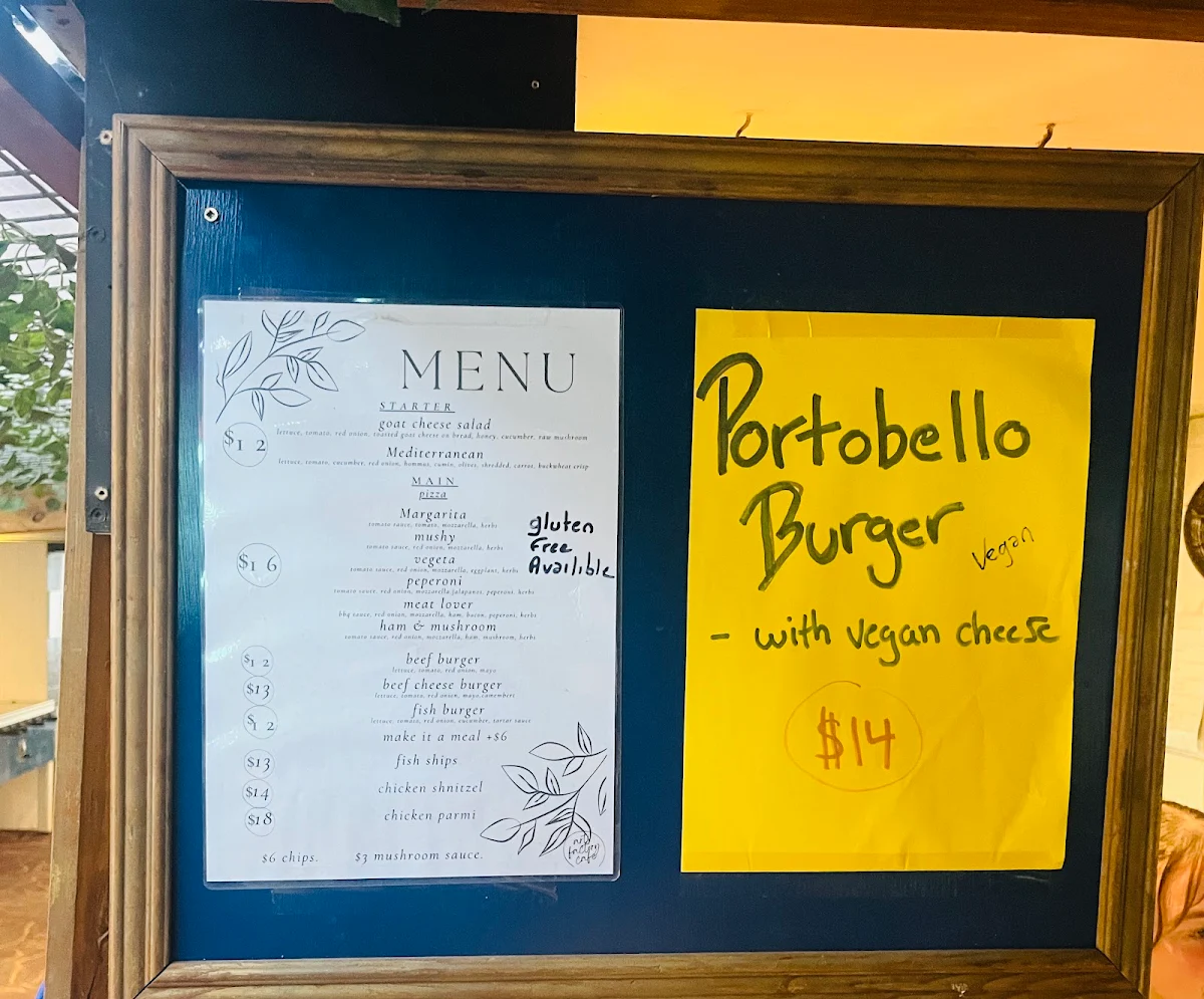 Menu, Arts Factory Cafe