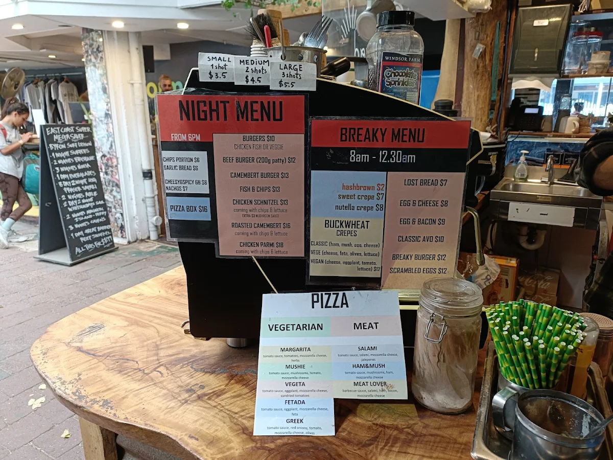 Menu, Arts Factory Cafe