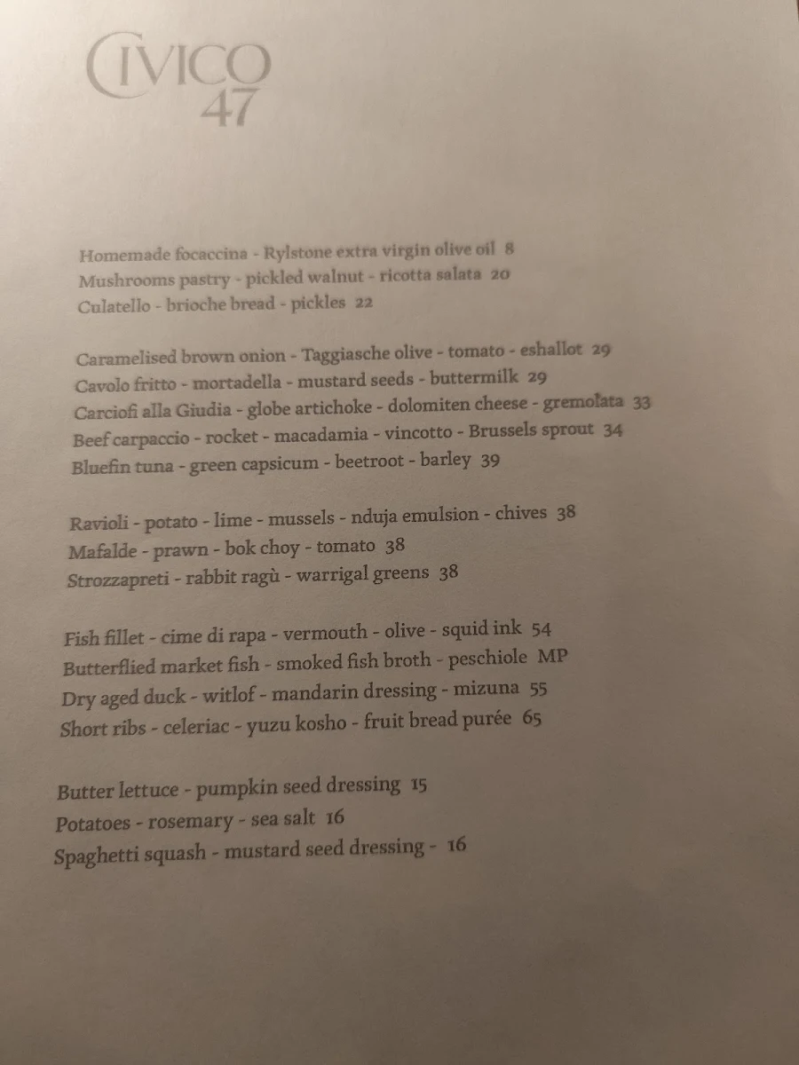 Menu, Civico 47