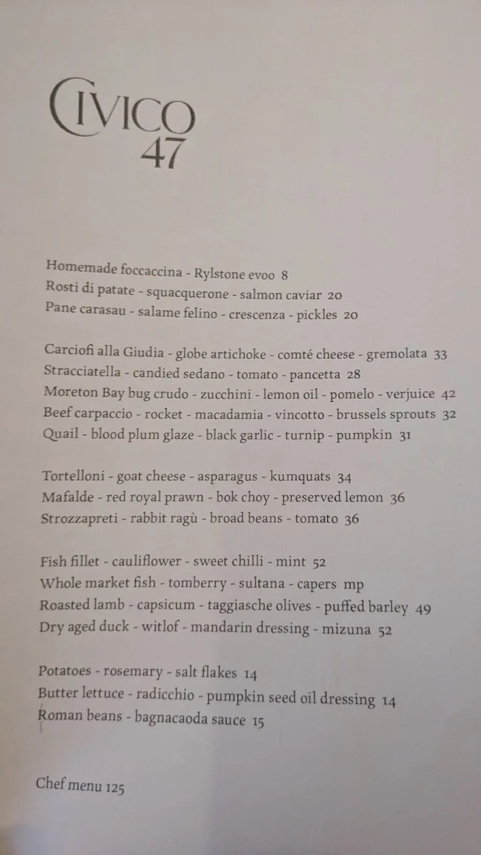 Menu, Civico 47