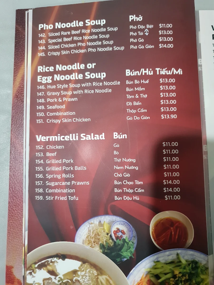 Menu, Kim Khanh Restaurant