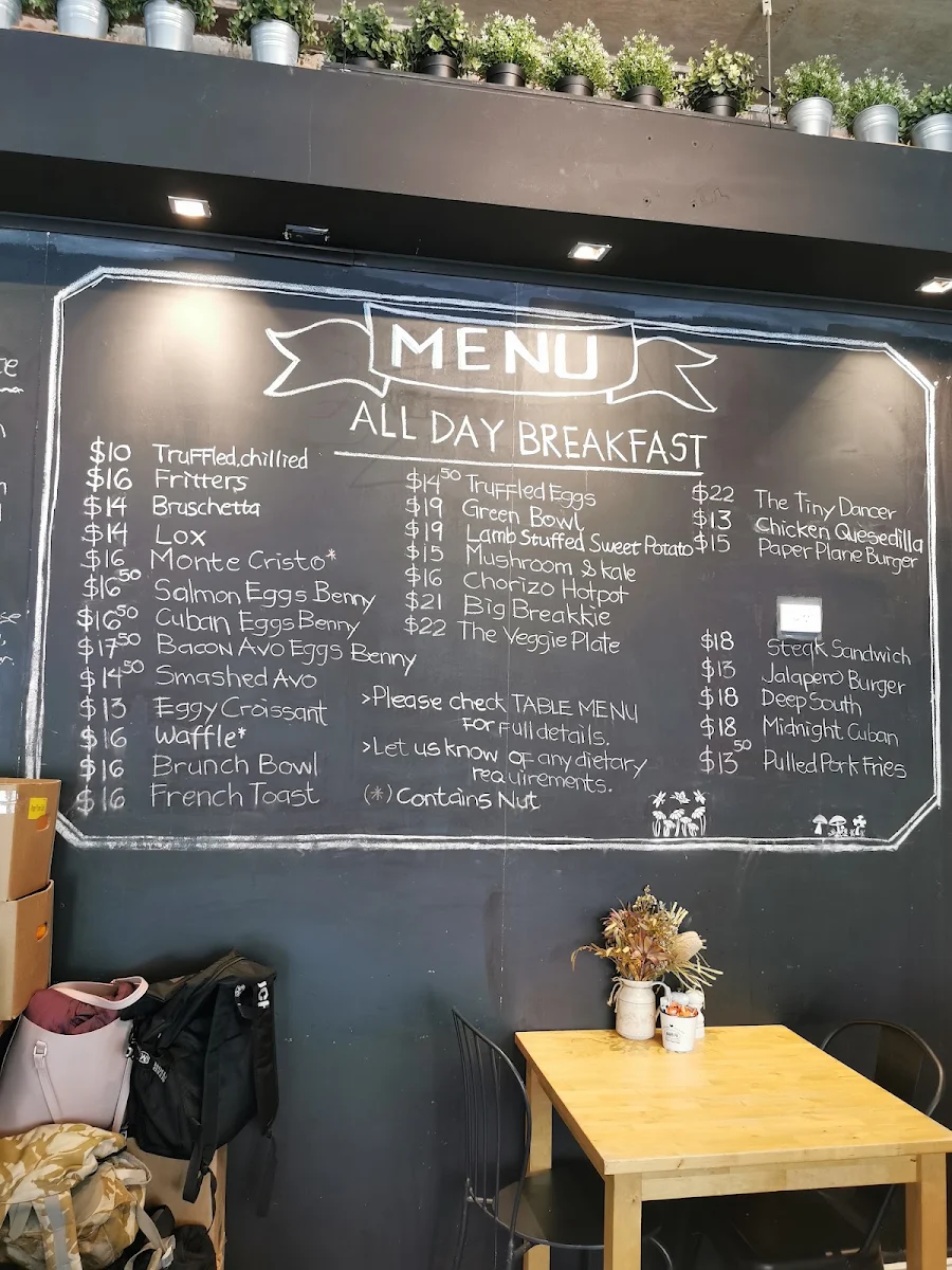 Menu, Paper Plane Cafe Parramatta