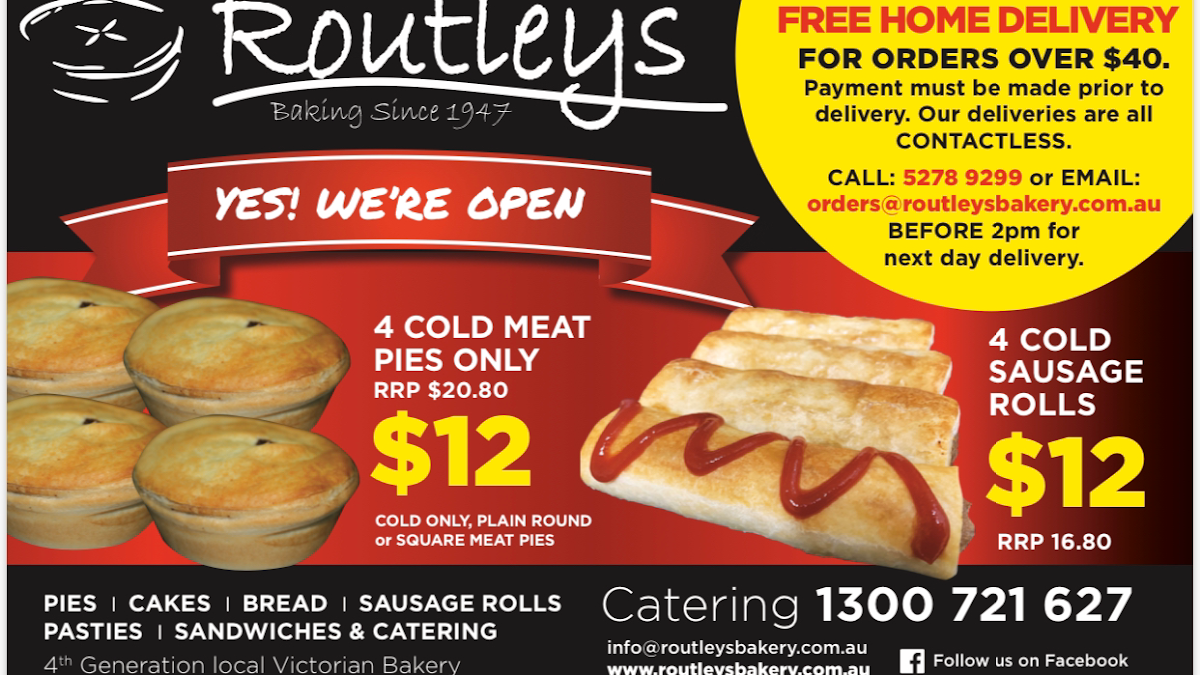 Menu, Routley's Bakery Altona