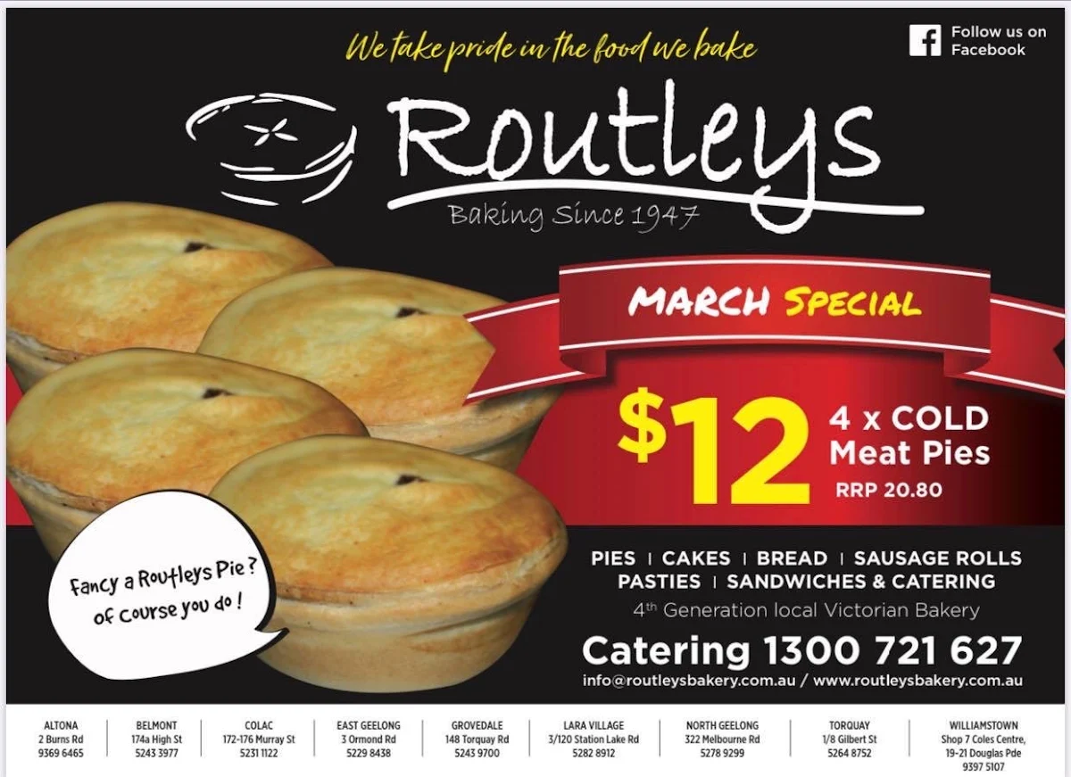 Menu, Routley's Bakery Altona