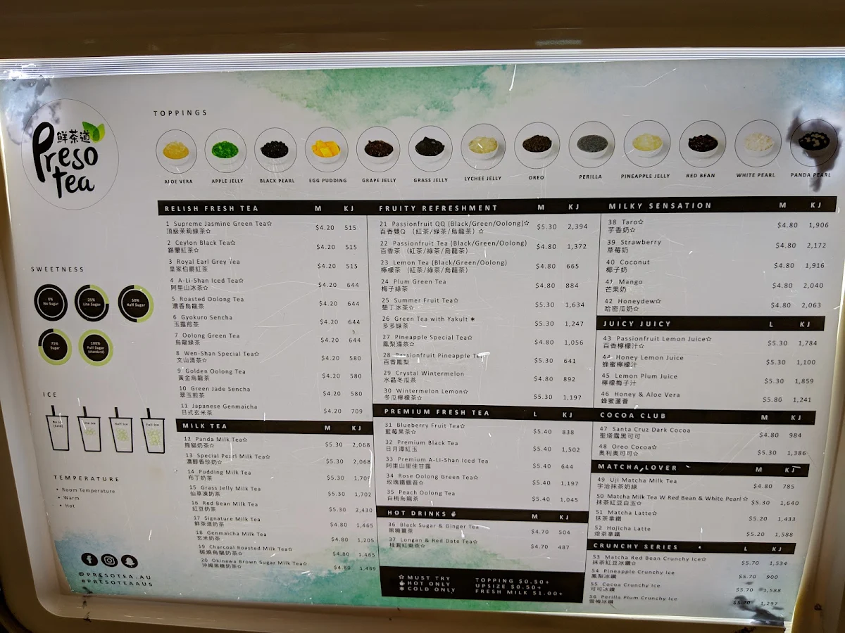 Menu, Presotea