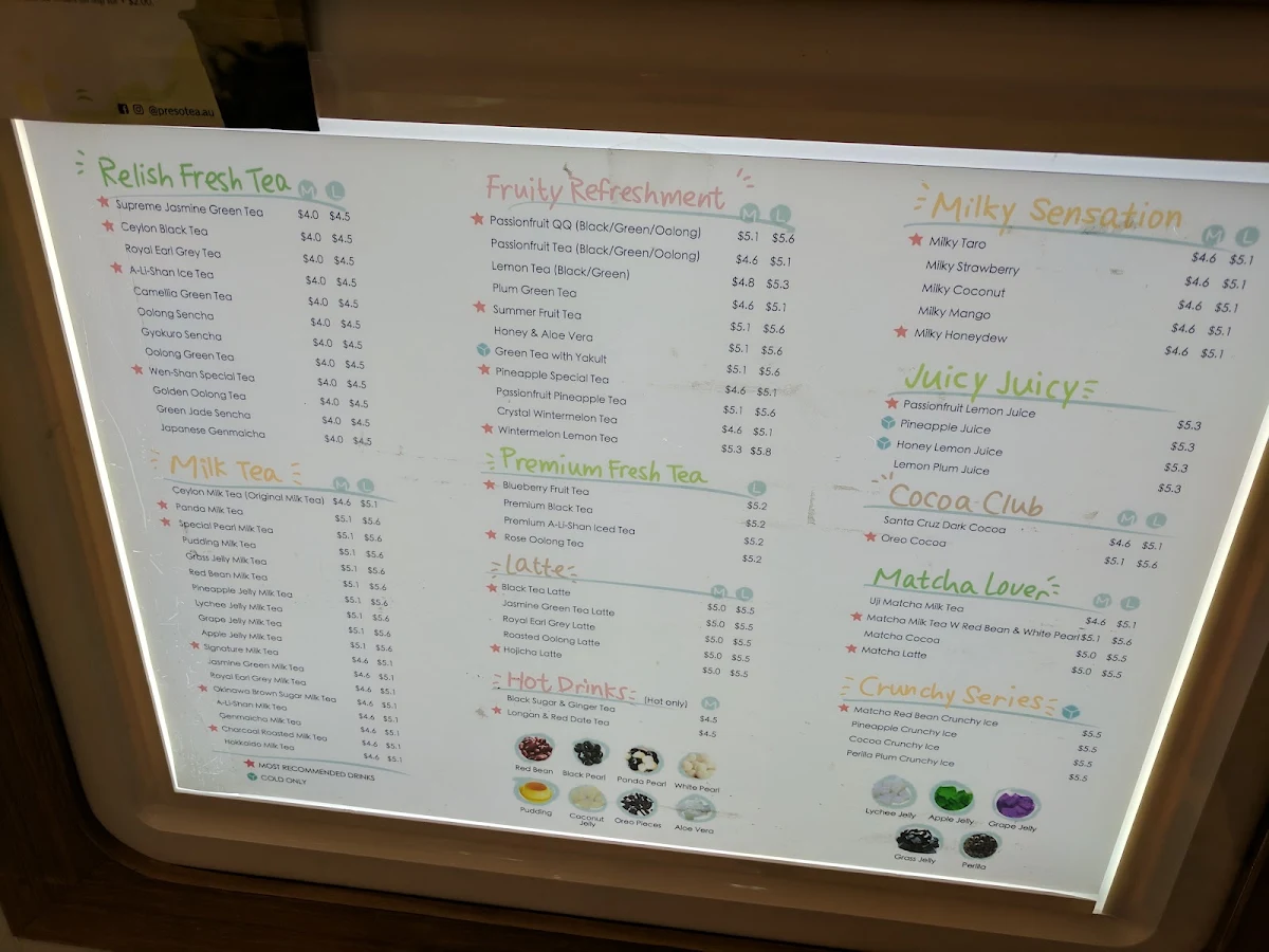 Menu, Presotea