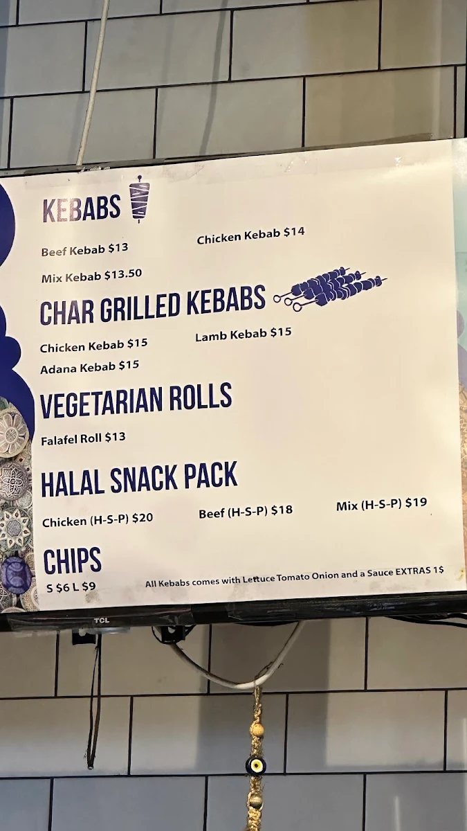 Menu, Agha Grill & kebab