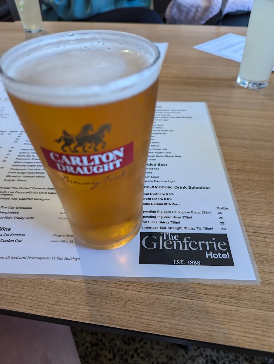Menu, Glenferrie Hotel