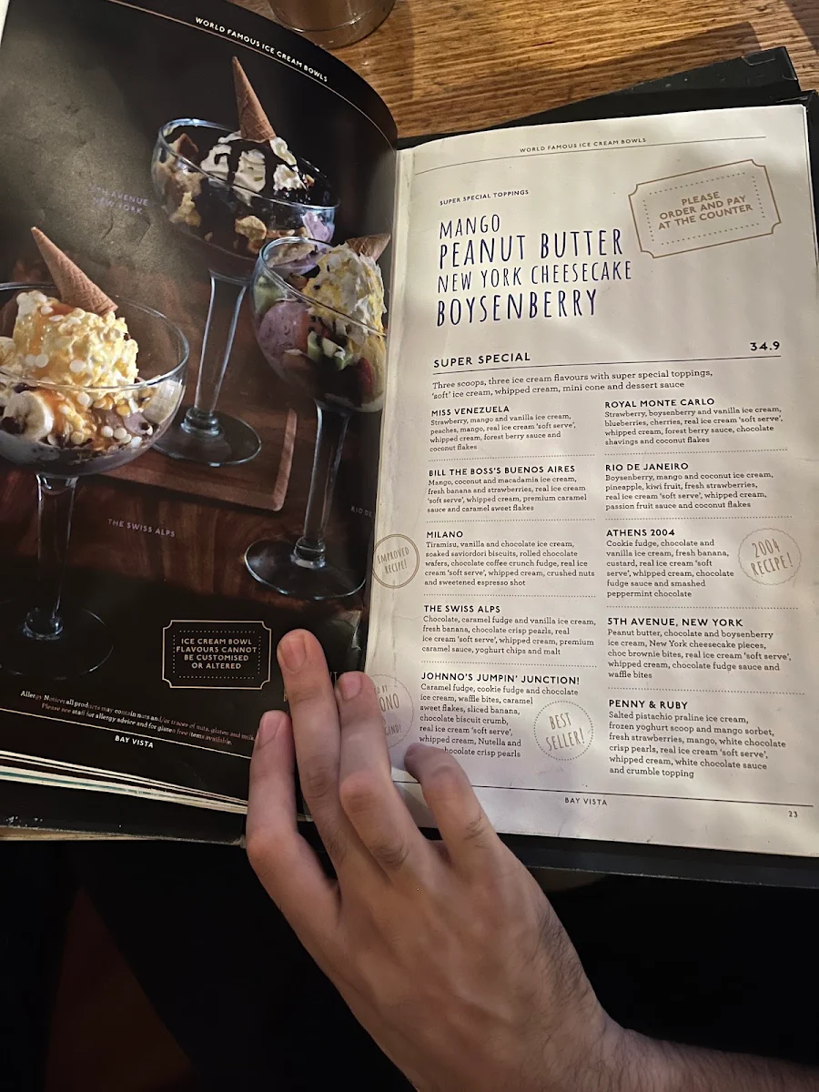 Menu, Bay Vista Parramatta