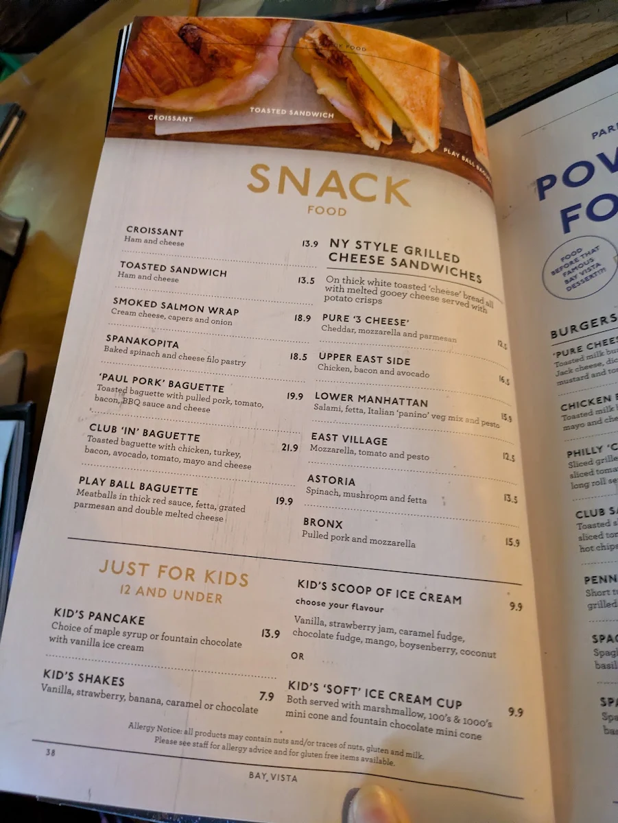 Menu, Bay Vista Parramatta