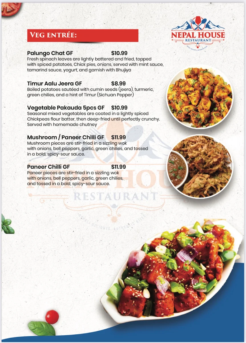 Menu, Nepal House Restaurant