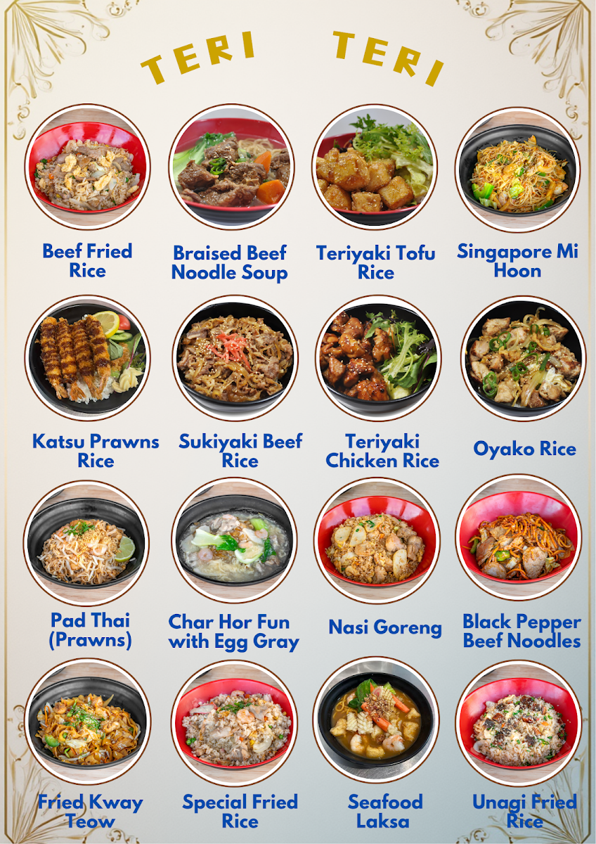 Menu, TeriTeri Cuisine