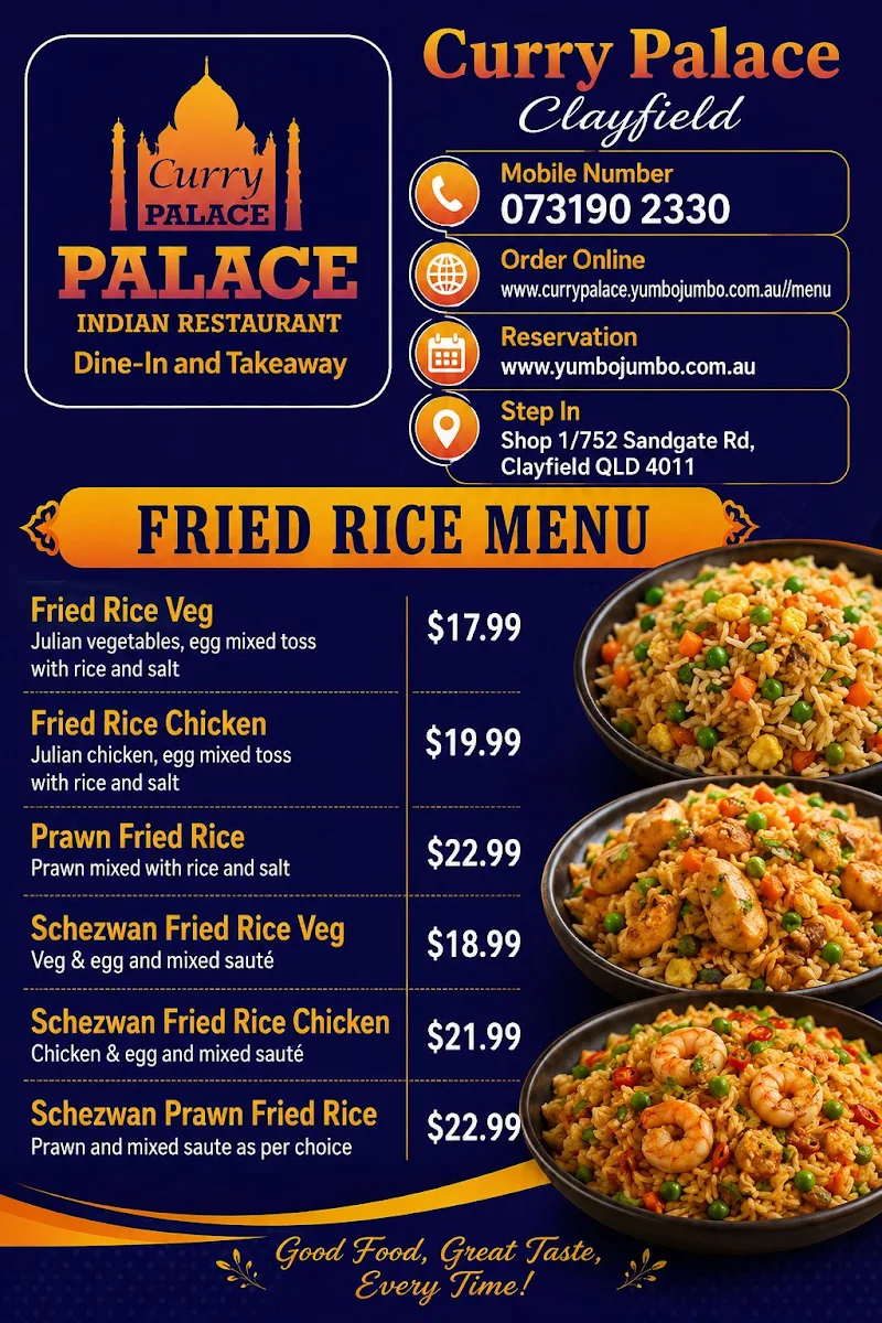 Menu, Curry Palace