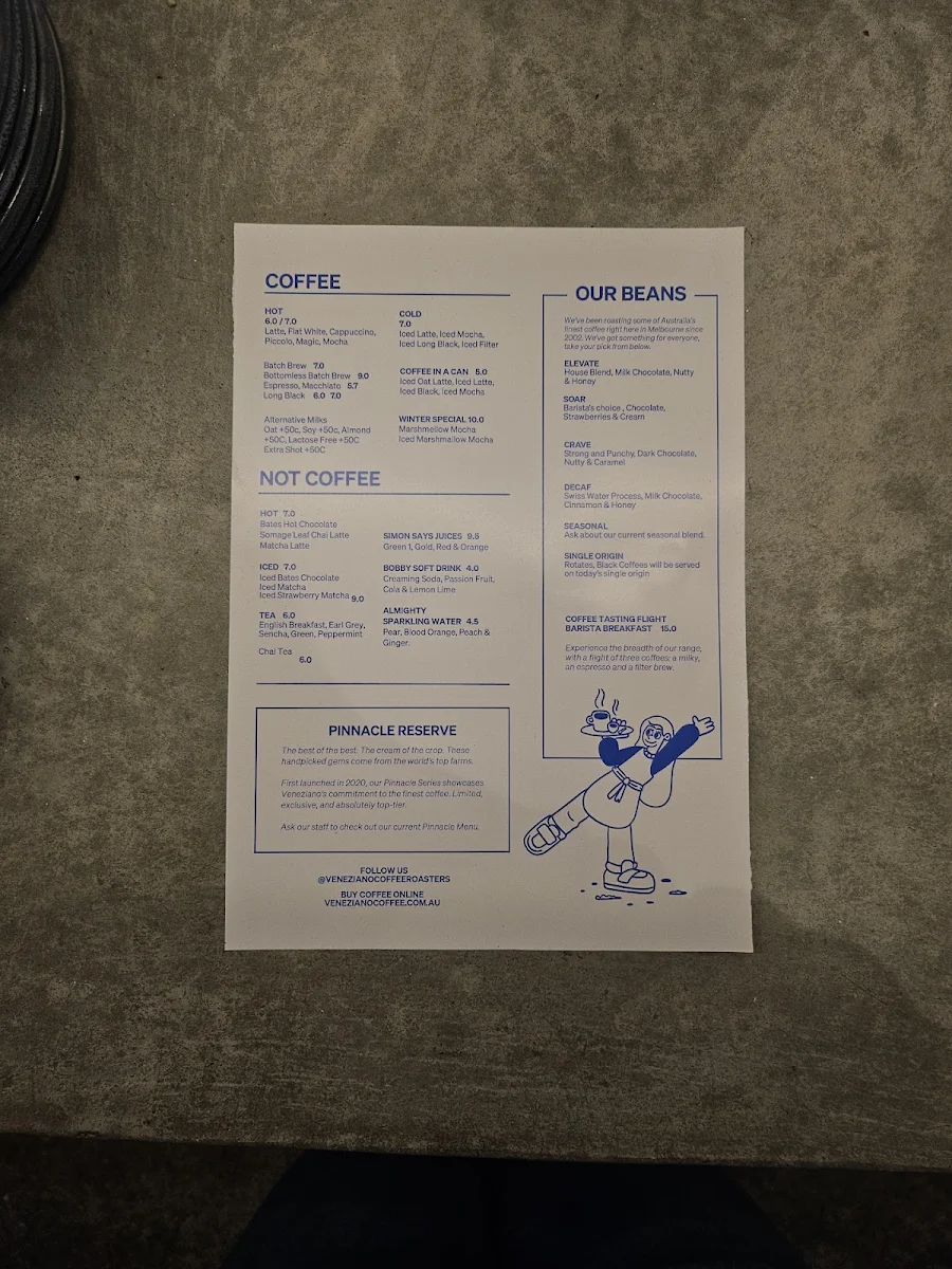 Menu, Veneziano Coffee Roasters Surry Hills