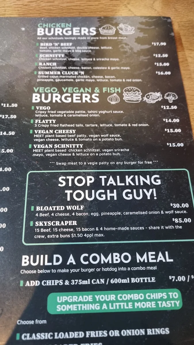 Menu, The Famished Wolf Mt Eliza