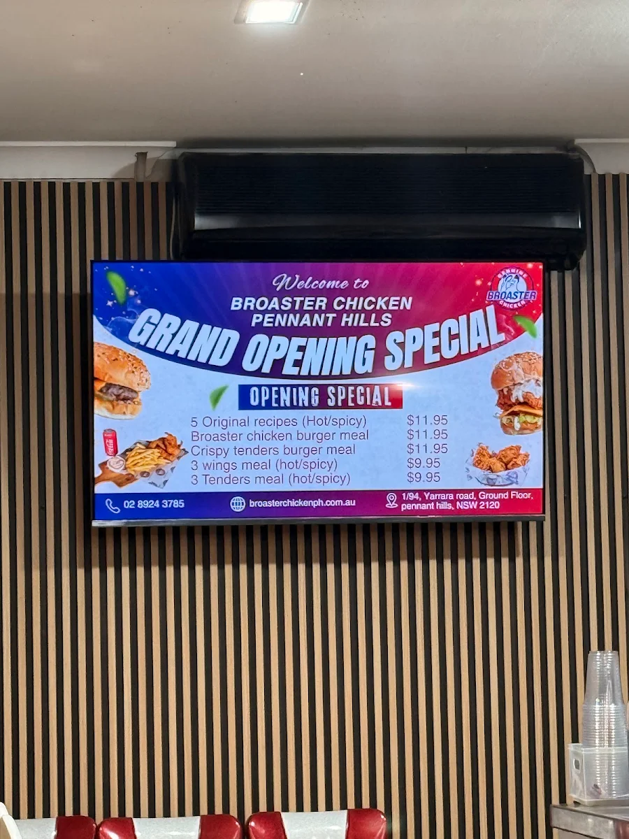 Menu, Broaster Chicken Pennant Hills