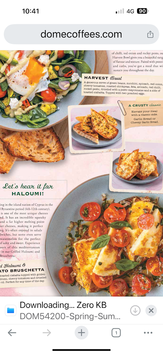 Menu, Dôme Café - Geraldton