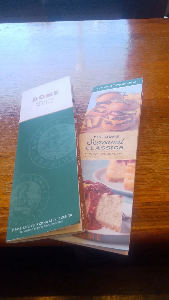 Menu, Dôme Café - Geraldton