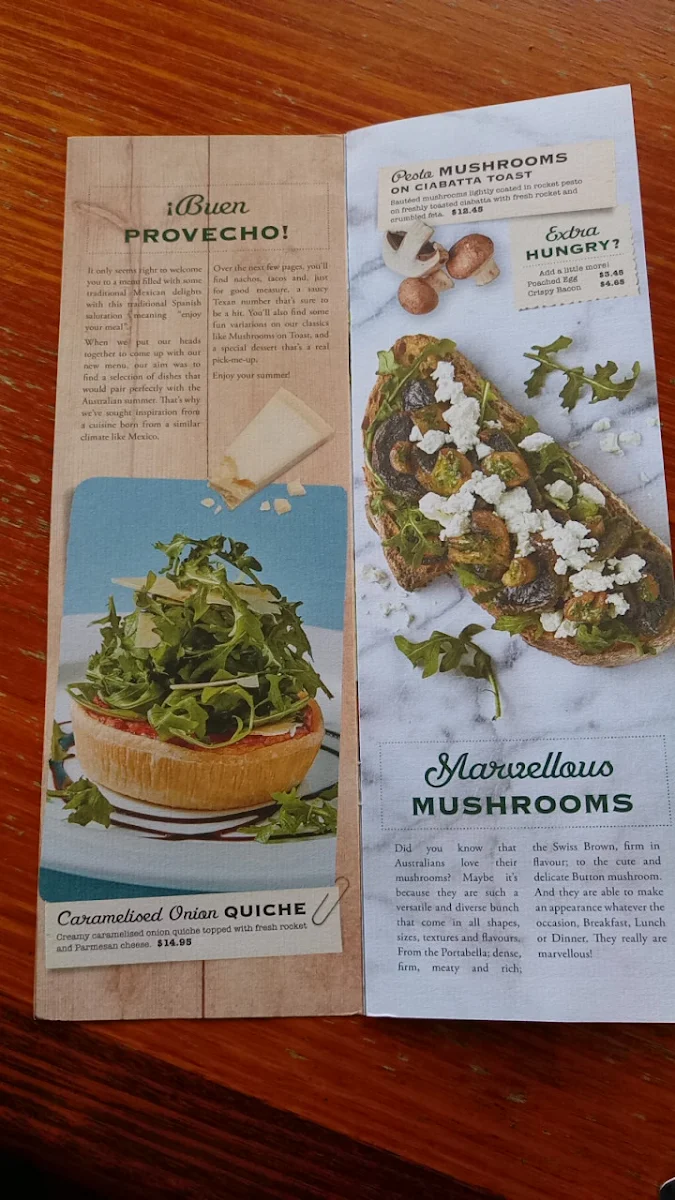 Menu, Dôme Café - Geraldton