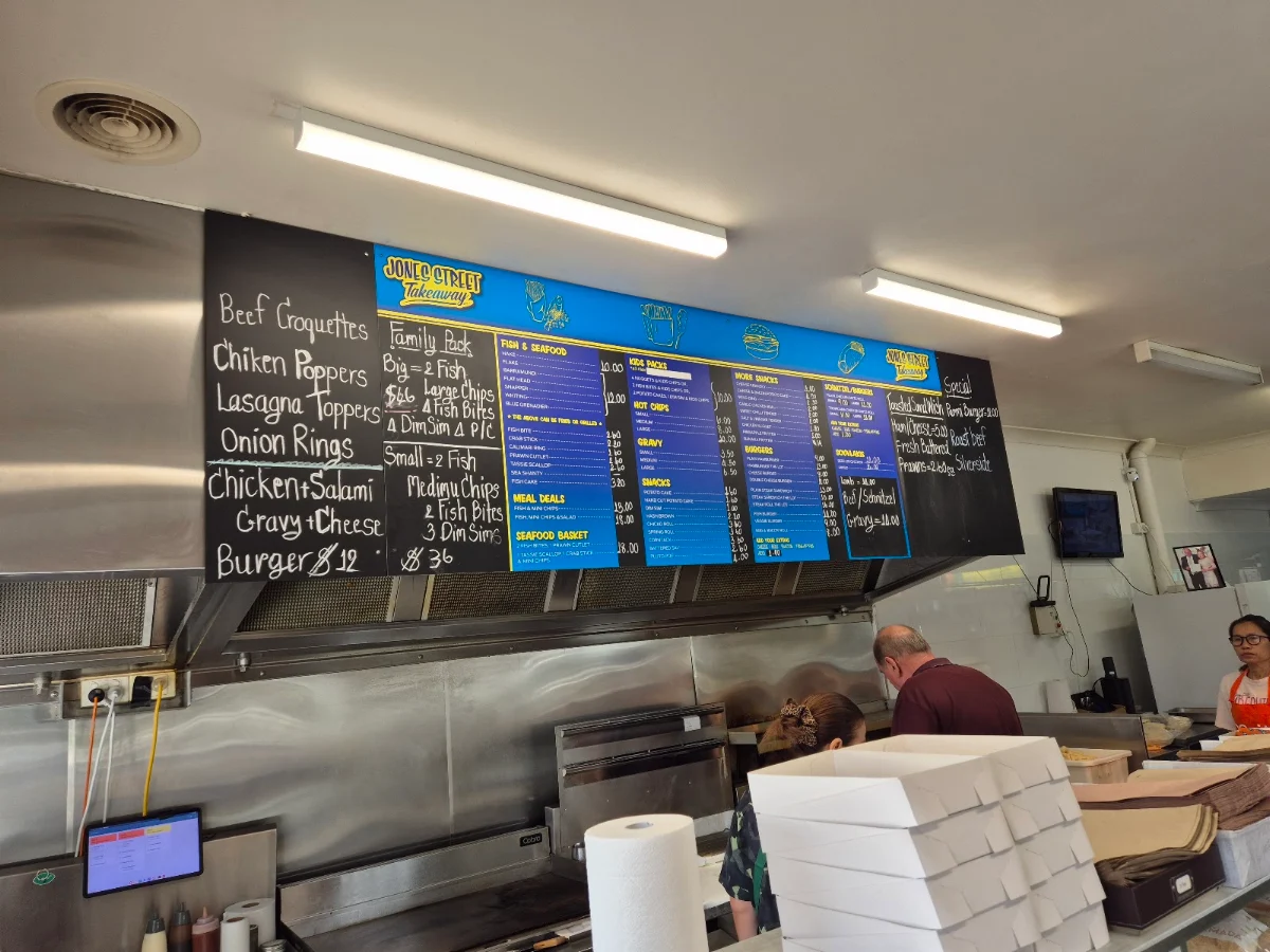 Menu, Jones Street Take Away