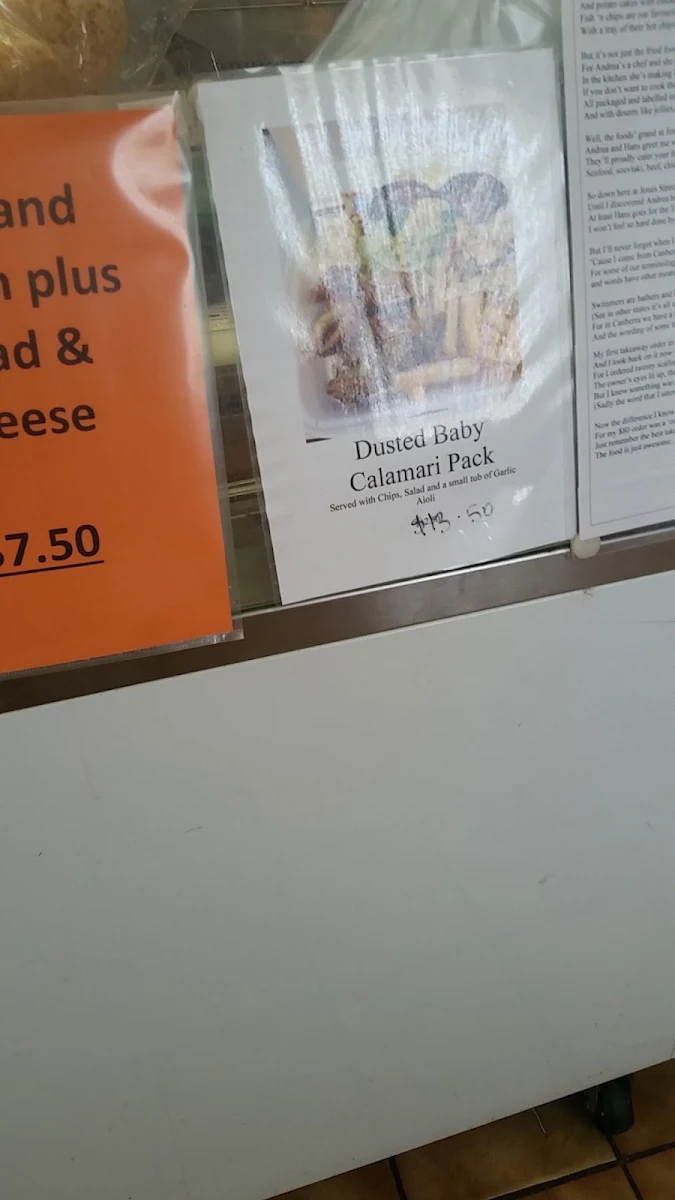 Menu, Jones Street Take Away