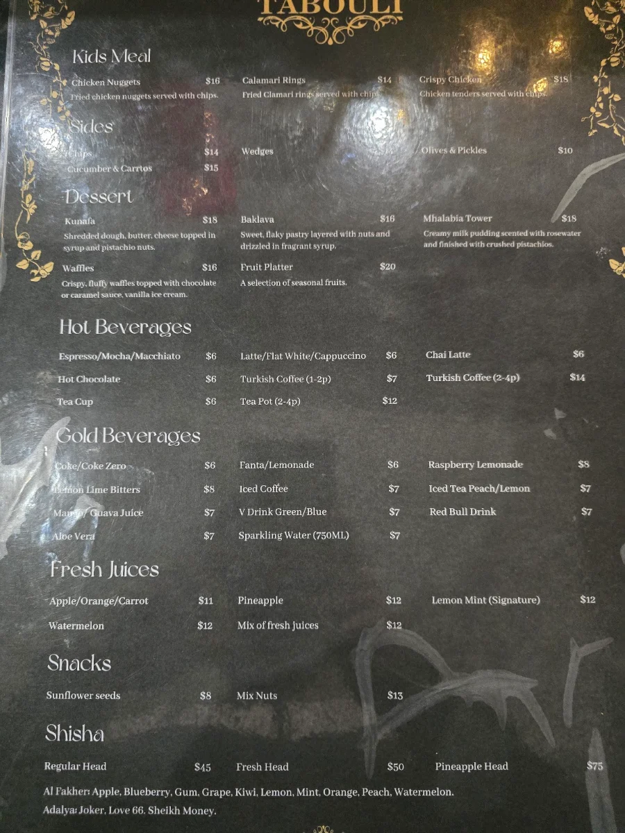 Menu, Tabouli