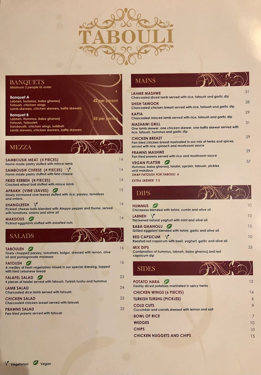 Menu, Tabouli