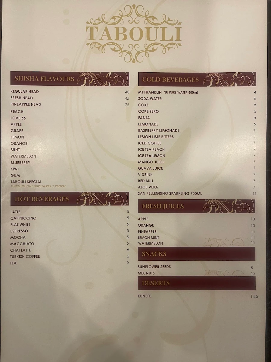 Menu, Tabouli