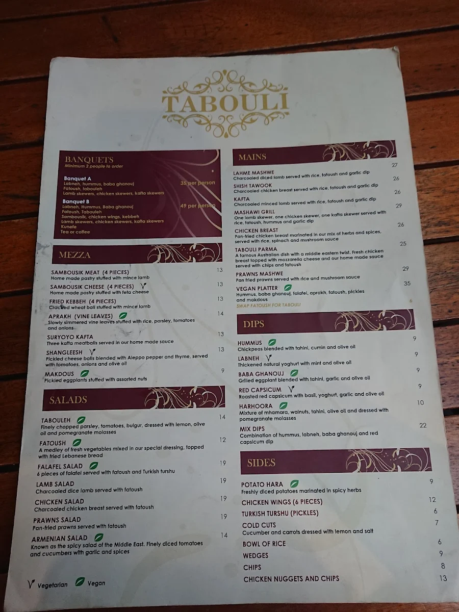 Menu, Tabouli