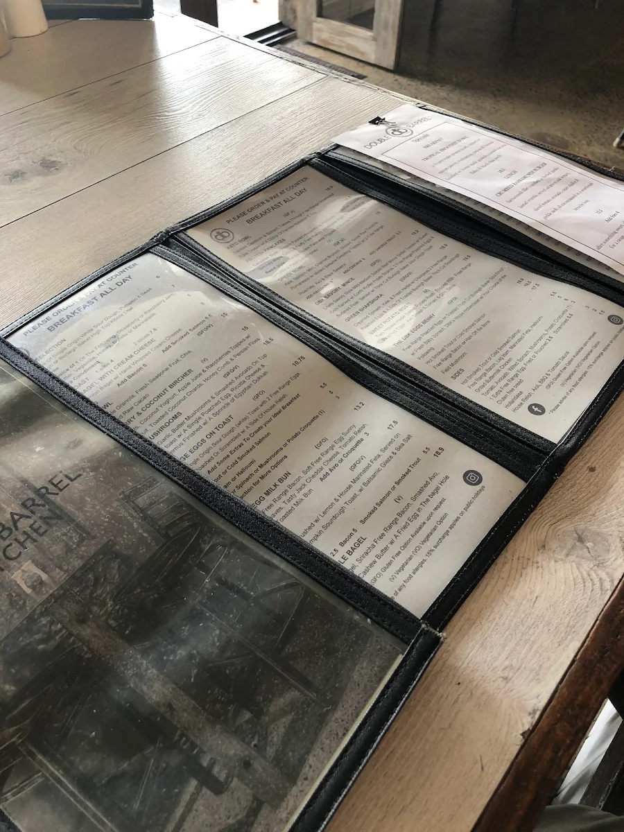 Menu, Double Barrel Kitchen