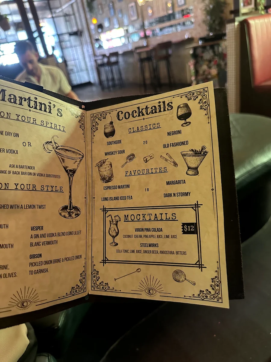 Menu, The Vic Bar