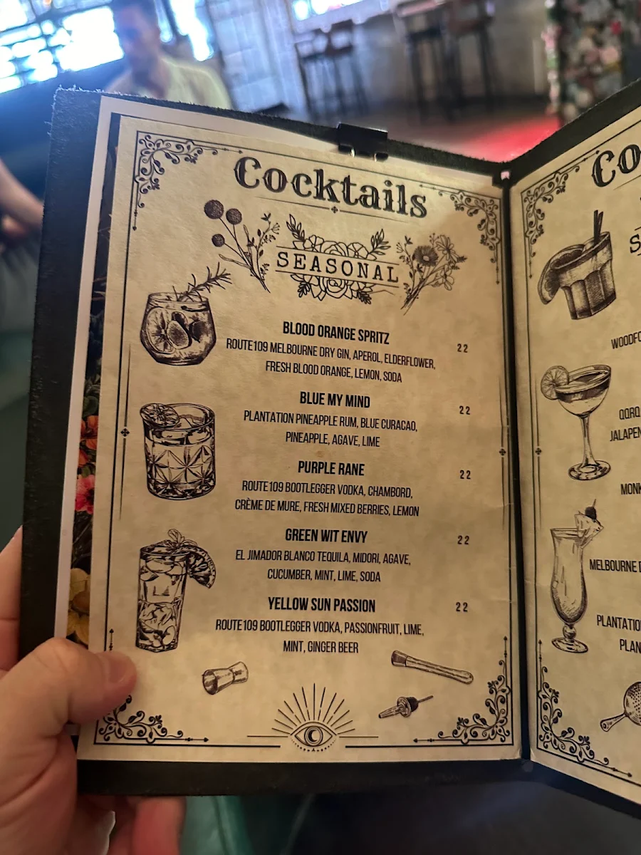 Menu, The Vic Bar