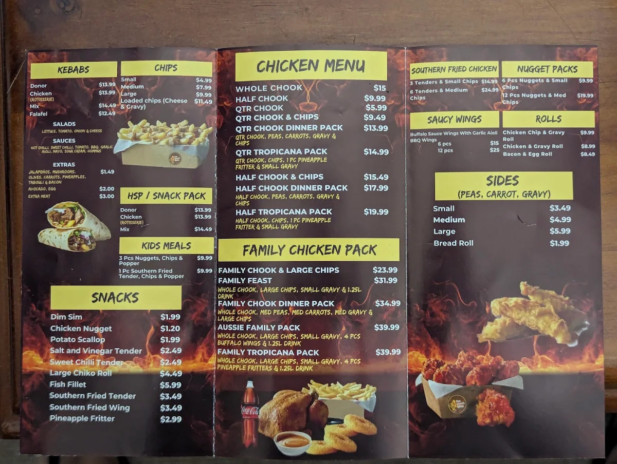 Menu, The Chook Shop Tewantin