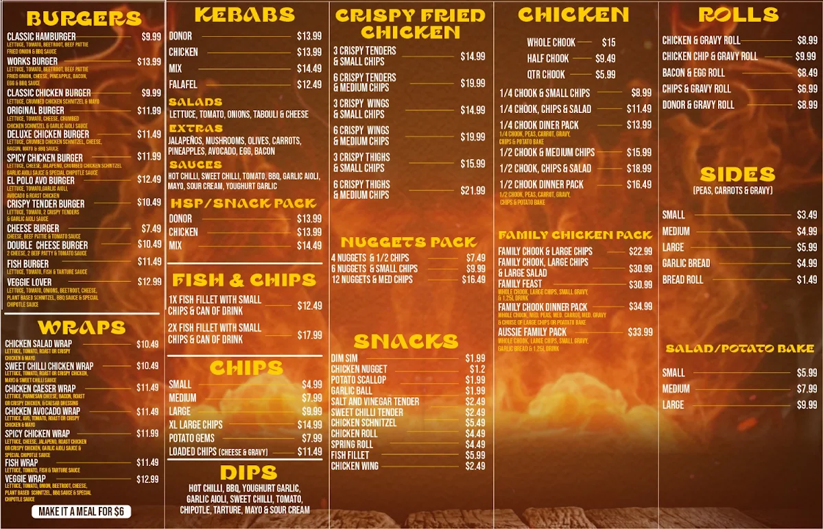 Menu, The Chook Shop Tewantin